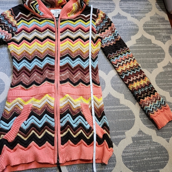 Missoni x Target Zig Zag Chevron Print Girl’s Hooded Zipper Sweater Size M - Picture 3 of 13